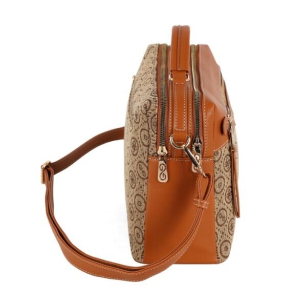 Bolsa Transversal Couro Sintetico E Bordado Gash Caramelo - Imagem 3