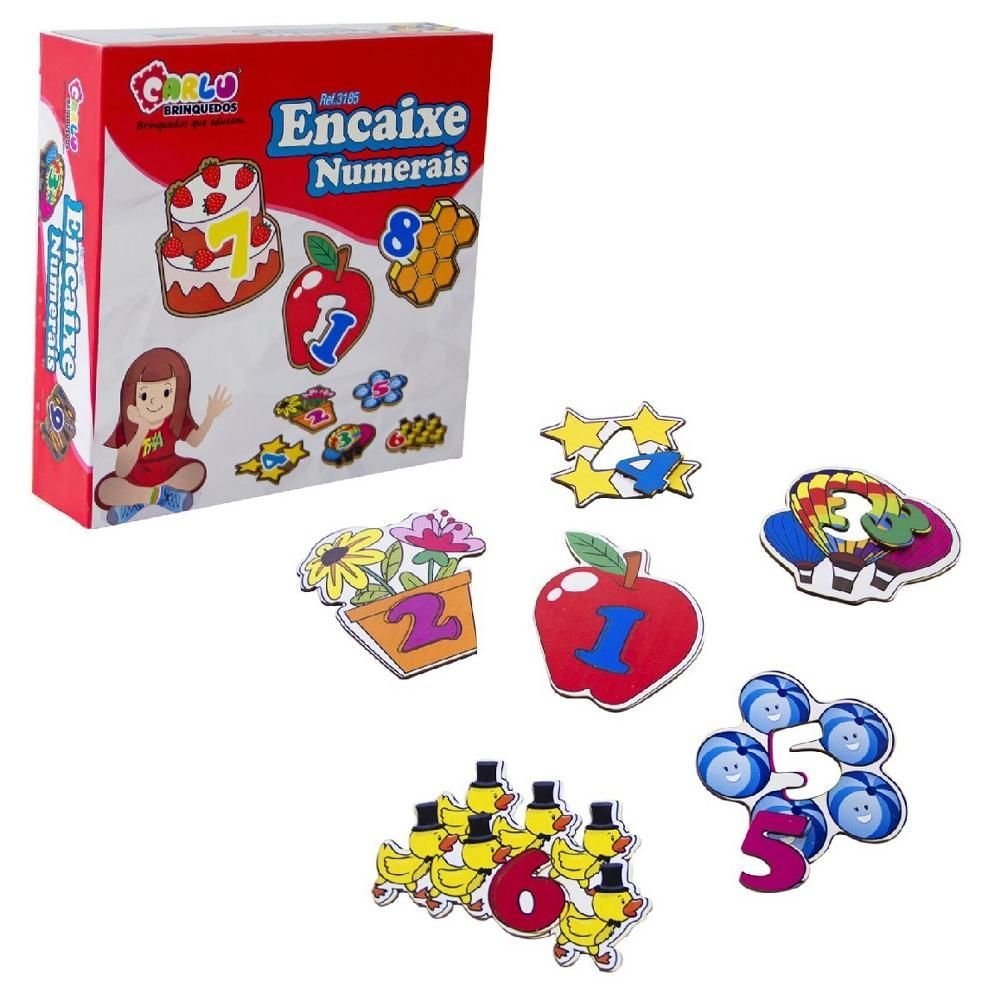 Jogo Encaixe Numerais Com 20 Pecas Em MDF Carlu
