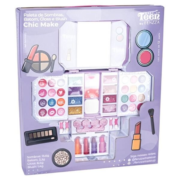 Maquiagem Infantil Paleta De Sombras Batom Gloss E Blush - Image 4