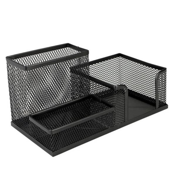 Porta Objeto Em Metal Mesh Aramado Preto Office Basics