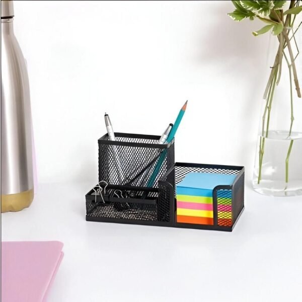 Porta Objeto Em Metal Mesh Aramado Preto Office Basics - Imagem 2