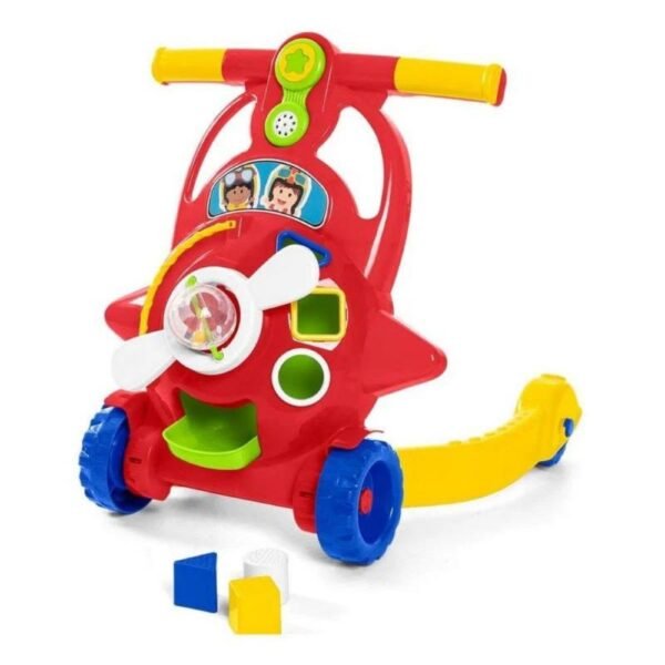 Andador Bebe Aviador Vermelho Com Som +9 Meses Tateti