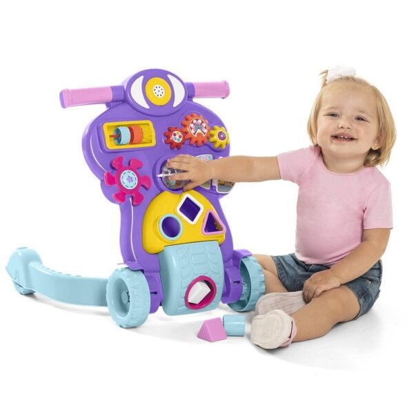 Andador Bebe Piloto Menina 2em 1 Com Som e Luz Rosa Calesita - Imagem 3