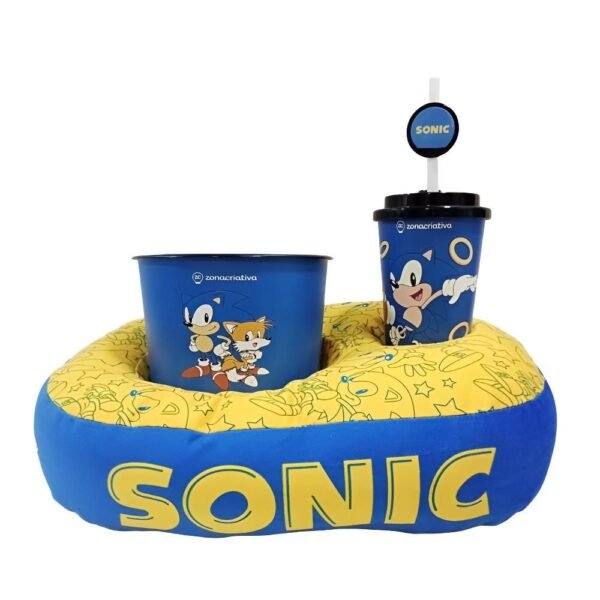 Kit Almofada Balde De Pipoca E Copo Sonic Zona Criativa