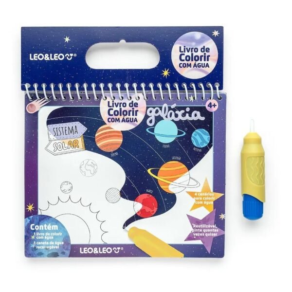 Livro De Colorir Aquabook Com Agua Galaxia Leo E Leo