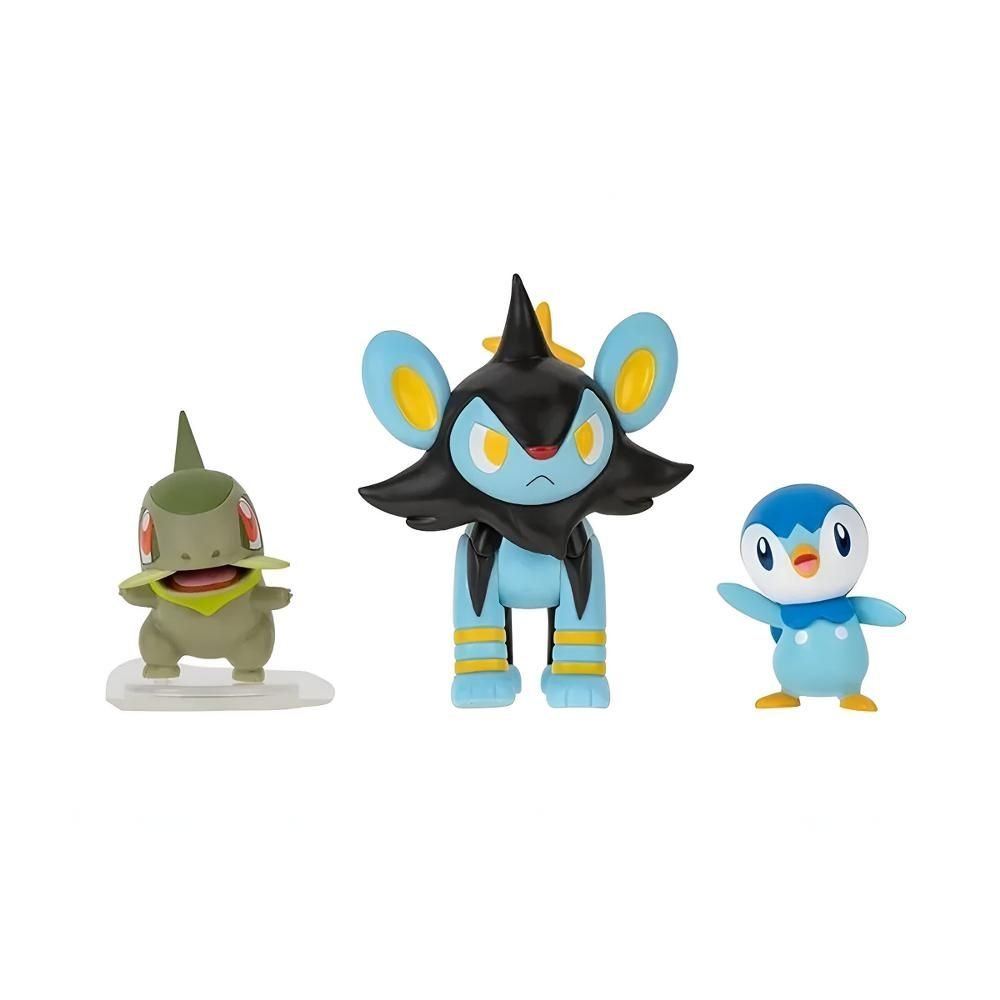 Pokemon 3 Figuras De Acao Axew + Luxio + Piplup Sunny - Imagem 2