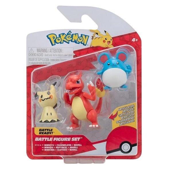 Pokemon 3 Figuras De Acao Mimikyu + Charmeleon+ Marill Sunny