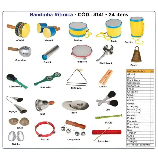 Bandinha Ritmica Com 24 Instrumentos Carlu 3141