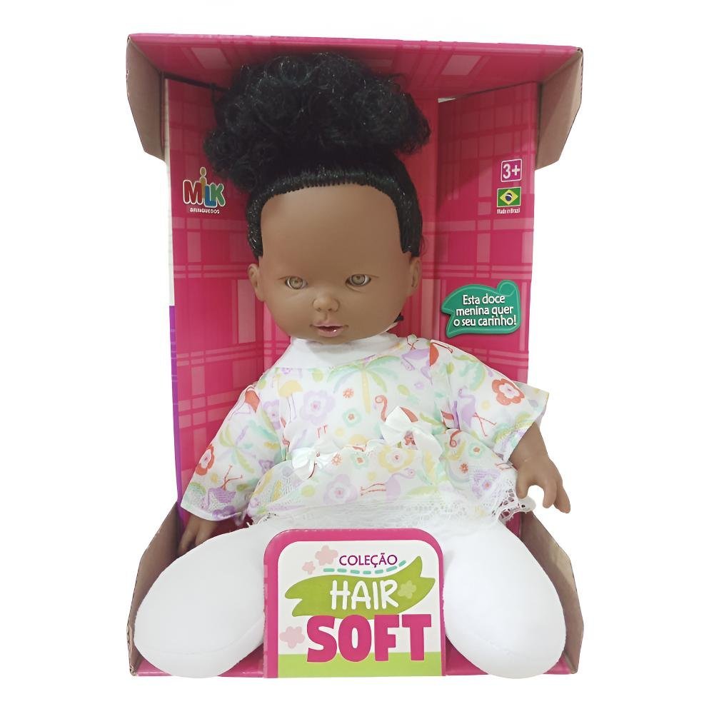 Boneca Colecao Hair Soft Negra Corpo De Pano Milk - Imagem 2