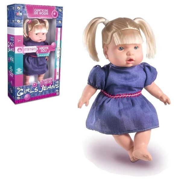 Boneca Nova Colecao Girls Jeans Canta Cantigas Milk