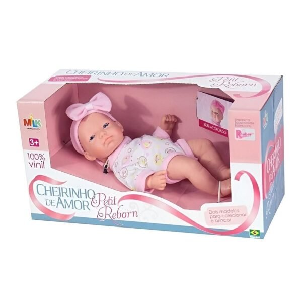 Boneca Petit Reborn Cheirinho De Amor 23cm Com Lacinho Milk - Image 3