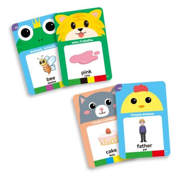 Brinquedo Educativo Aprenda Brincando Ingles 112 Cards Rosa - Imagem 3