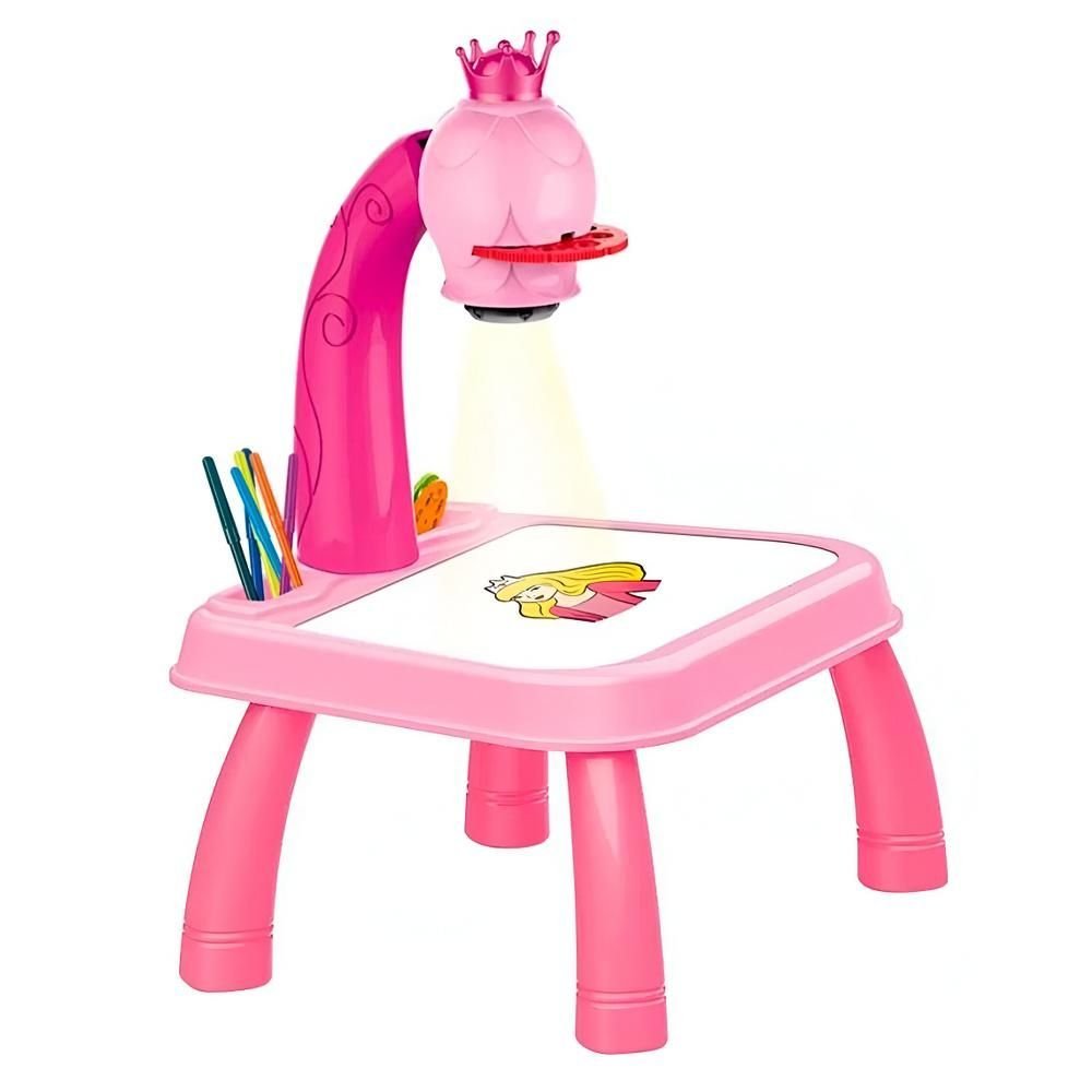 Brinquedo Mesa Projetor De Desenho Divertida Com Som Rosa DM - Imagem 4