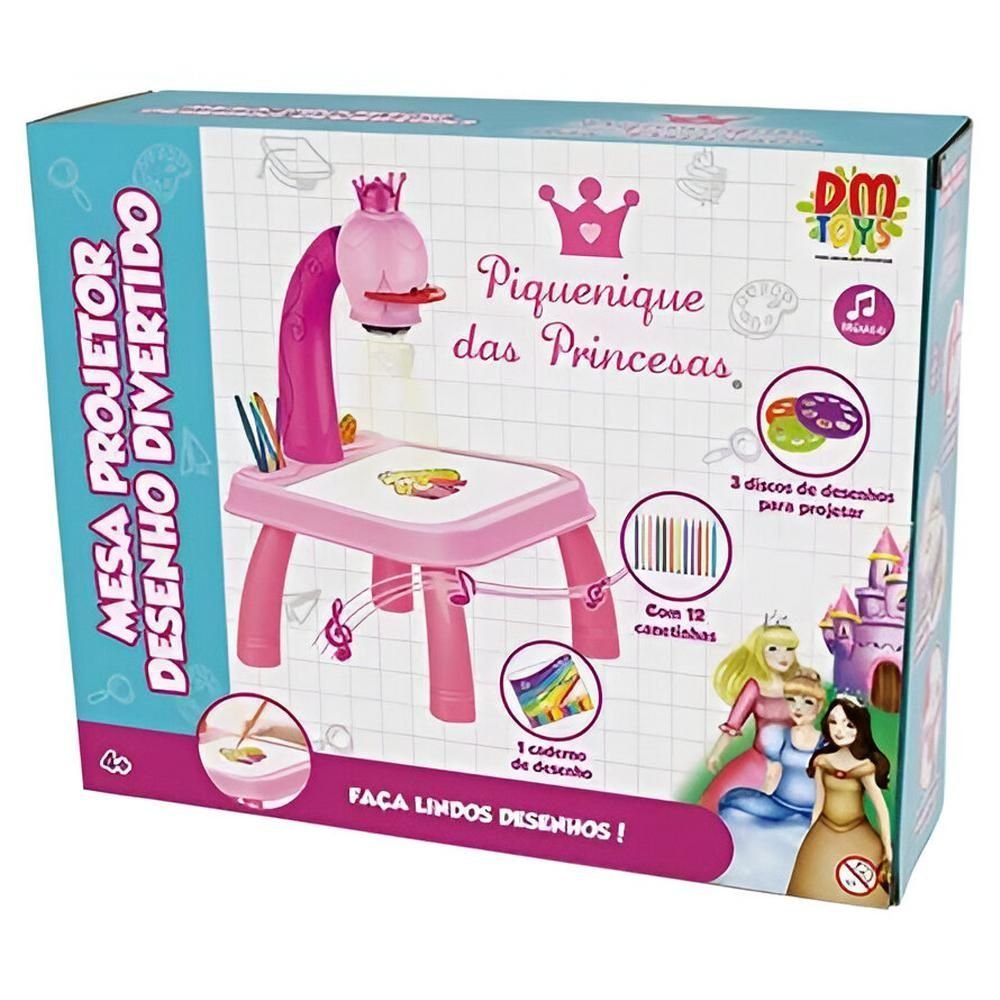 Brinquedo Mesa Projetor De Desenho Divertida Com Som Rosa DM - Imagem 10
