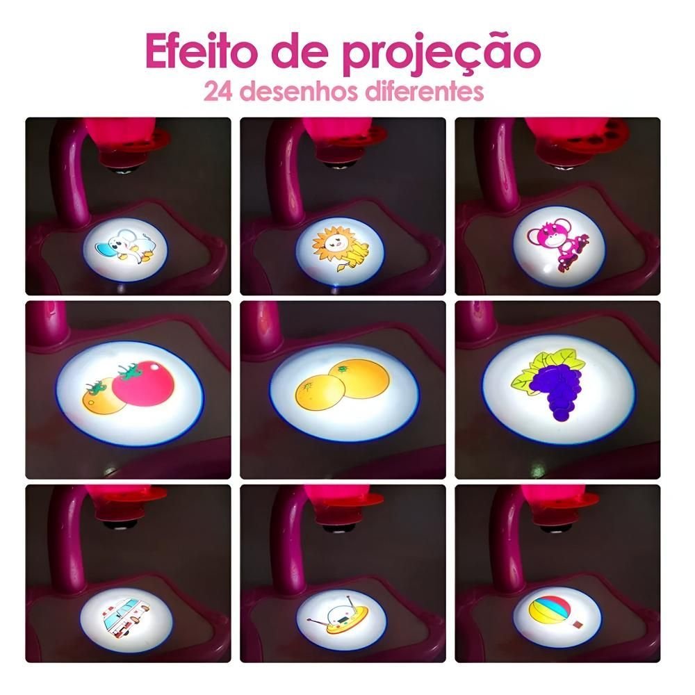 Brinquedo Mesa Projetor De Desenho Divertida Com Som Rosa DM - Imagem 8
