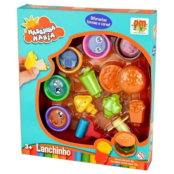 Kit Massinha Mania Lanchinho 5 Cores +7 Acessorios DM Toys