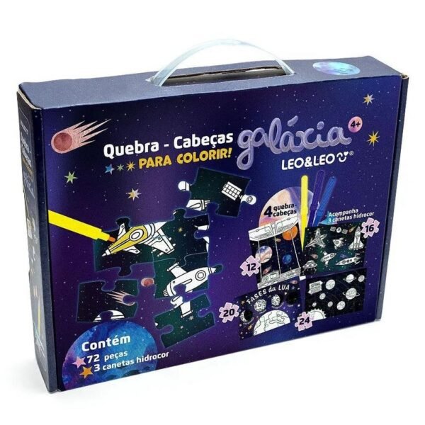 Quebra Cabeca 4 Em 1 Para Colorir Galaxia 72 Pecas Leo E Leo