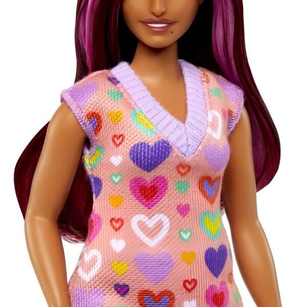 Boneca Barbie Fashionistas Vestido Coracoes 207 Mattel - Imagem 4