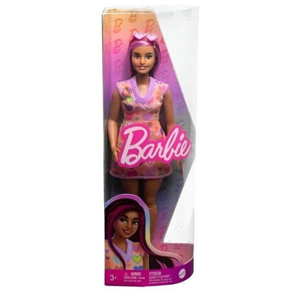 Boneca Barbie Fashionistas Vestido Coracoes 207 Mattel - Imagem 5