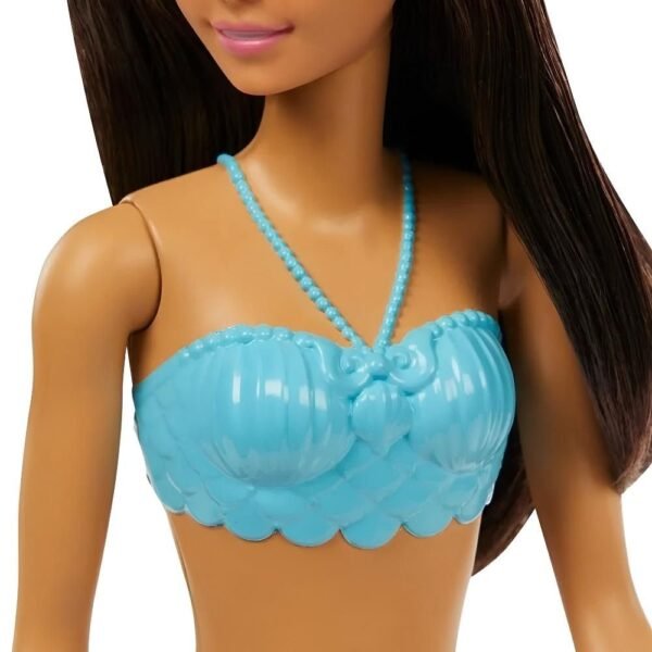 Boneca Barbie Sereia Morena Cauda Azul Mattel - Imagem 3