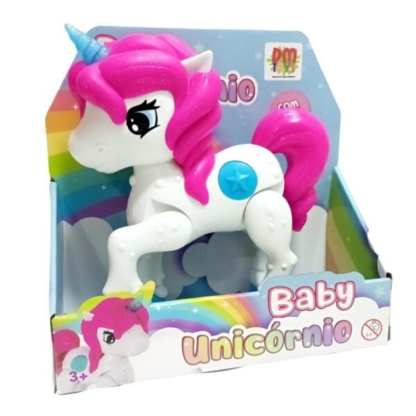 Brinquedo Baby Unicornio Com Luz E Som Pink/Branco DM Toys - Image 3