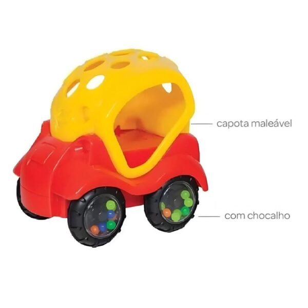 Brinquedo Para Bebe Baby Car Com Chocalho Vermelho Buba - Imagem 3