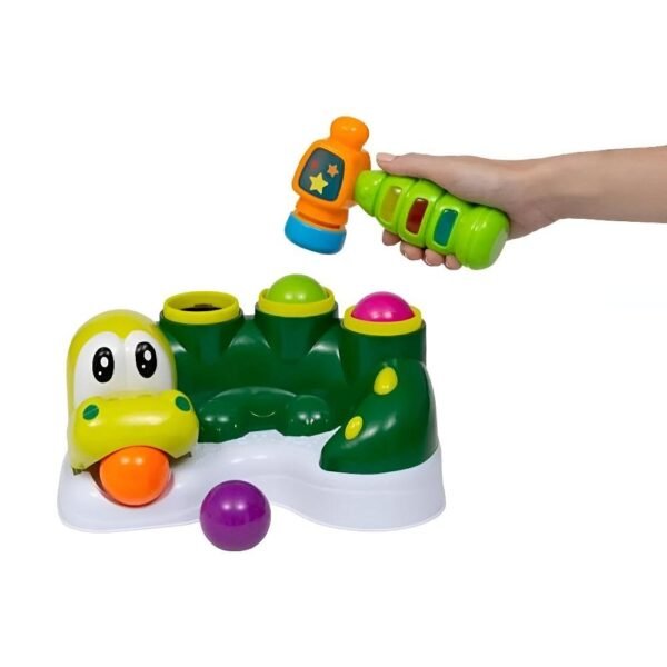 Brinquedo Para Bebe Jacare Bate Martelo Com Bolinhas Buba - Imagem 3