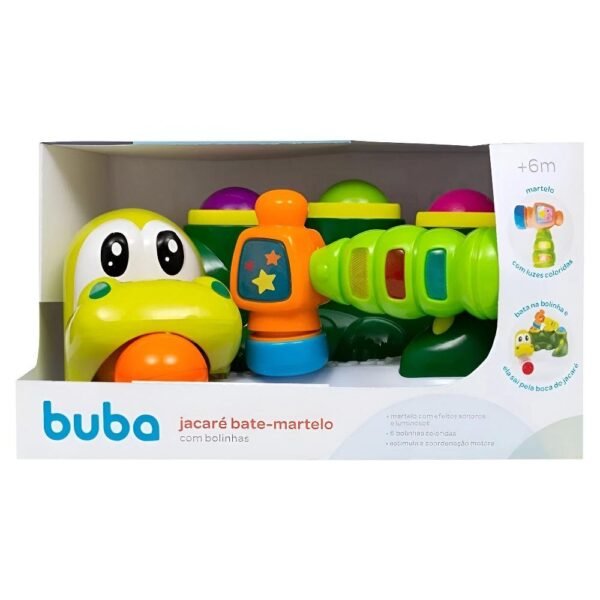 Brinquedo Para Bebe Jacare Bate Martelo Com Bolinhas Buba - Imagem 7