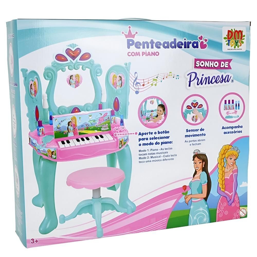 Brinquedo Penteadeira Sonho De Princesa Com Piano DM Toys - Imagem 4