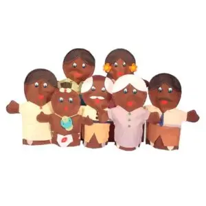 Fantoches Familia Negra 7 Pecas Em Feltro Simque