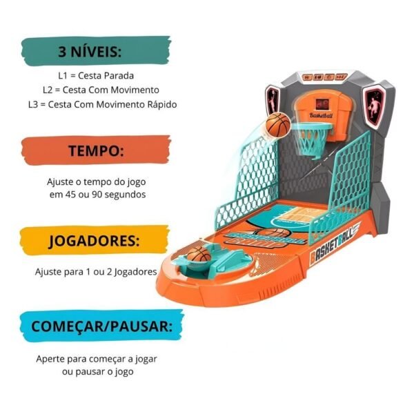 Jogo Mini Basquete Arremesso Livre DM Toys - Imagem 5
