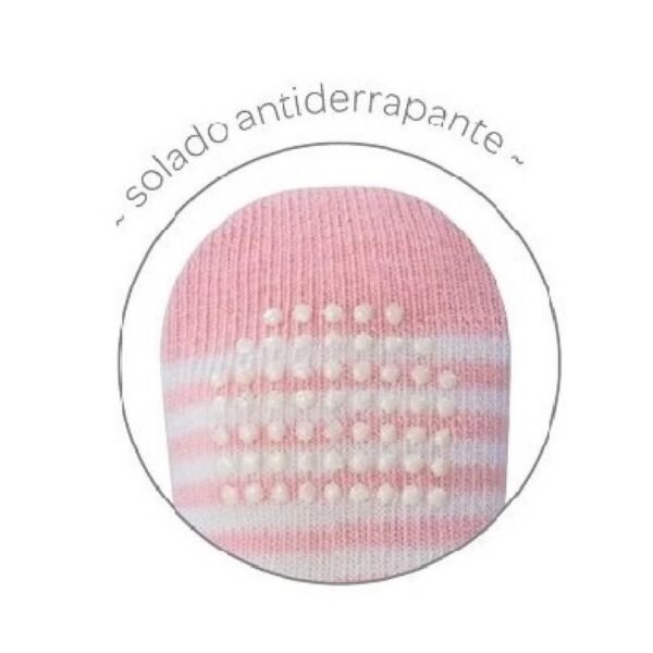 Meias Antiderrapantes Com Chocalho Zebrinha Rosa Buba - Imagem 3