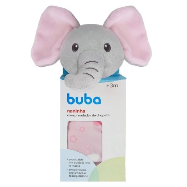 Naninha Elefante Com Prendedor De Chupeta Soninho Rosa Buba - Imagem 4
