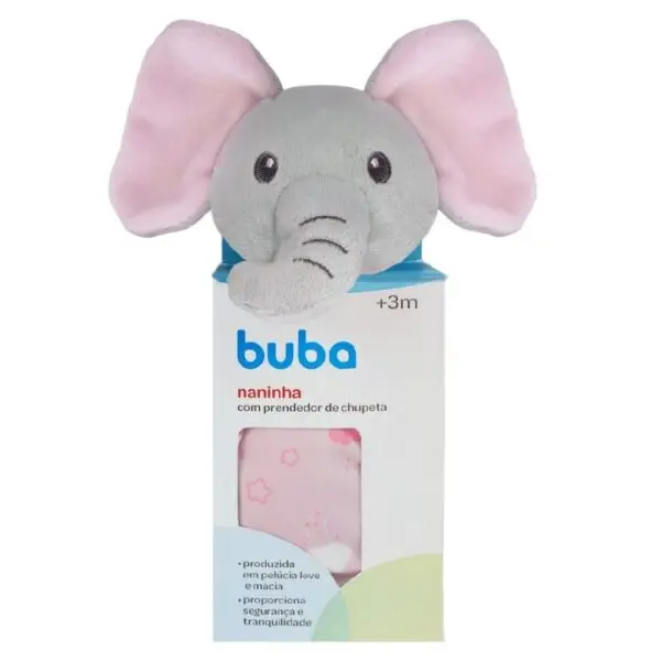 Naninha Elefante Com Prendedor De Chupeta Soninho Rosa Buba - Imagem 4