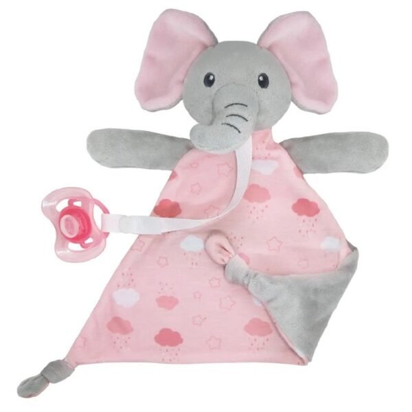 Naninha Elefante Com Prendedor De Chupeta Soninho Rosa Buba - Imagem 2