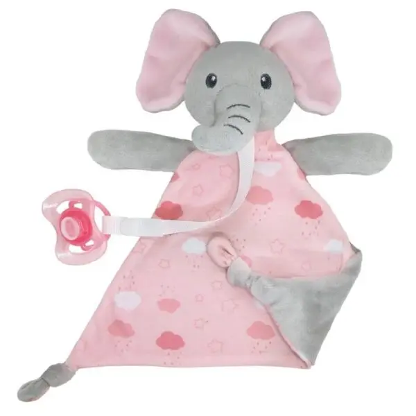 Naninha Elefante Com Prendedor De Chupeta Soninho Rosa Buba - Imagem 2