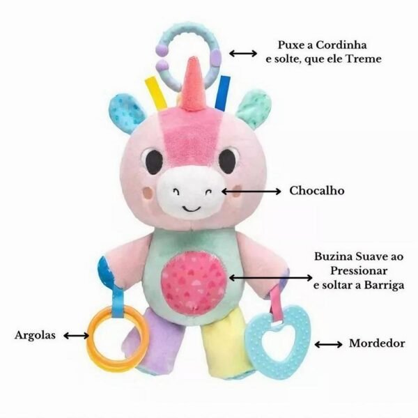 Pelucia Unicornio Treme Treme De Atividades Buba Zoo - Imagem 2