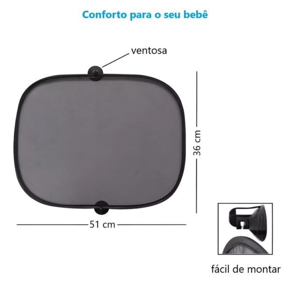 Protetor Solar Para Carro Com Ventosa 2 Unidades Buba - Imagem 2