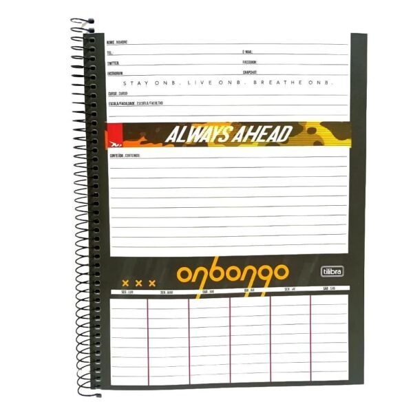 Caderno Universitario Onbongo Stay 1Materia 80Folhas Tilibra - Imagem 3