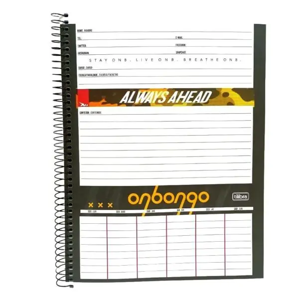 Caderno Universitario Onbongo Stay 1Materia 80Folhas Tilibra - Imagem 3