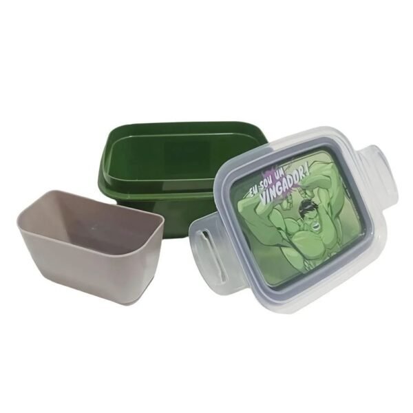 Kit Lanche Hulk Marmita + Garrafa Cilindrica 280ml Plasutil - Imagem 3