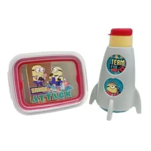 Kit Lanche Minions Marmita + Garrafa Foguete 320ml Plasutil