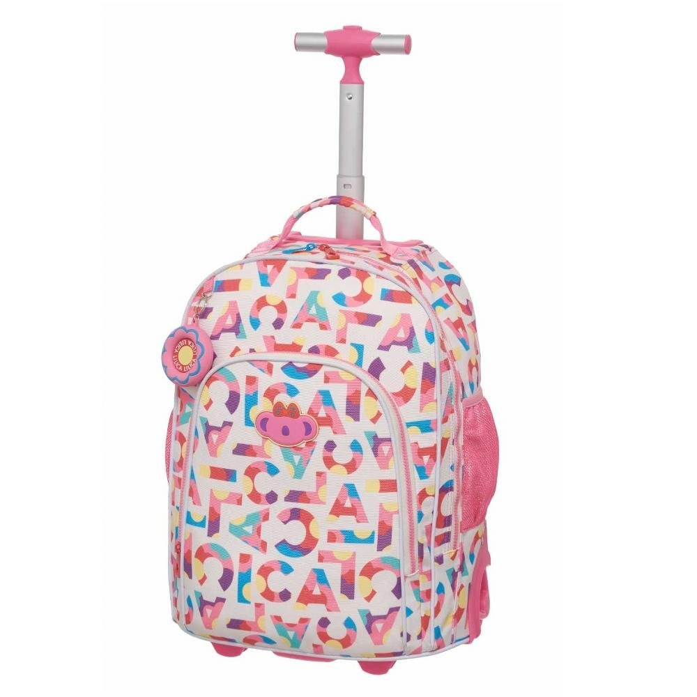 Kit Mochila De Rodinha Tubo Lilica Flowers Lov It +Lancheira - Imagem 2
