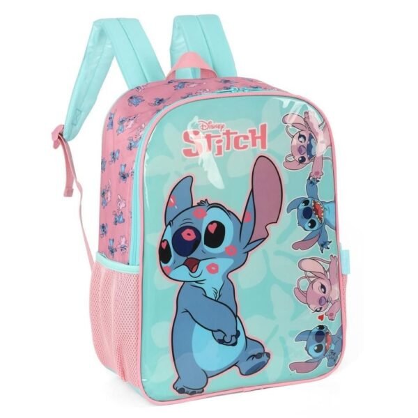 Mochila De Costas Stitch E Angel Verde Agua Luxcel - Imagem 2