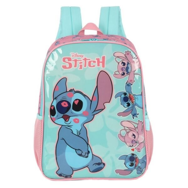 Mochila De Costas Stitch E Angel Verde Agua Luxcel