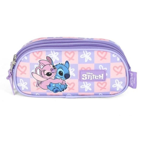 Estojo Escolar Triplo Stitch E Angel Abracados Lilas Luxcel