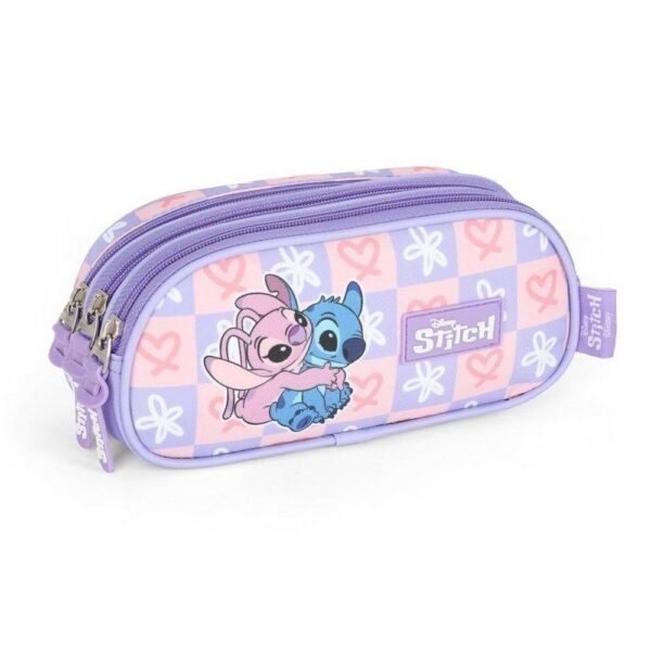 Estojo Escolar Triplo Stitch E Angel Abracados Lilas Luxcel - Imagem 2