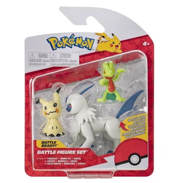 Pokemon 3 Figuras De Acao Treecko + Mimikyu + Absol Sunny