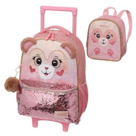 Kit Mochila De Rodinha Pack Me Teddy Bear +Lancheira Pacific