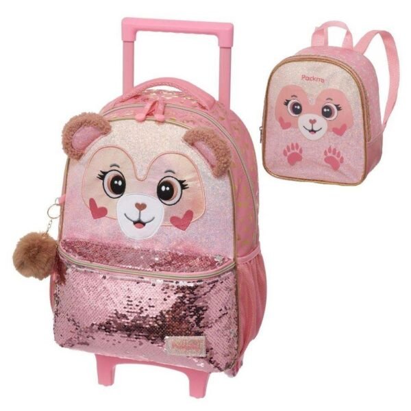 Kit Mochila De Rodinha Pack Me Teddy Bear +Lancheira Pacific